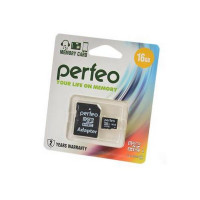 Носитель информации PERFEO microSD 16GB High-Capacity (Class 10) с адаптером BL1
