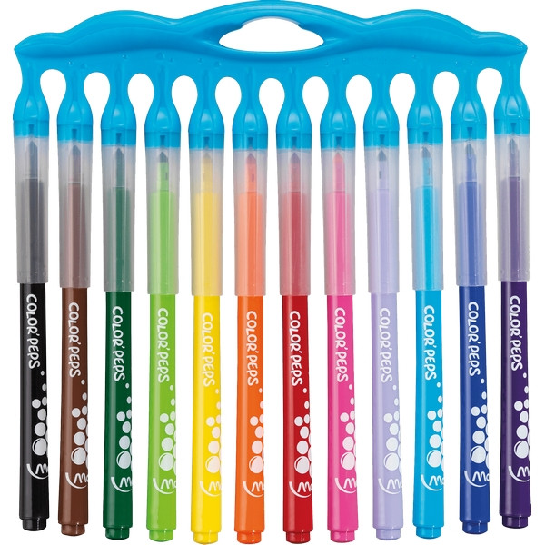 Фломастеры MAPED Color Peps Long Life, средний пишущий узел, смываемые, уникальная система хранения, набор 12 цветов (MAPED 845045)