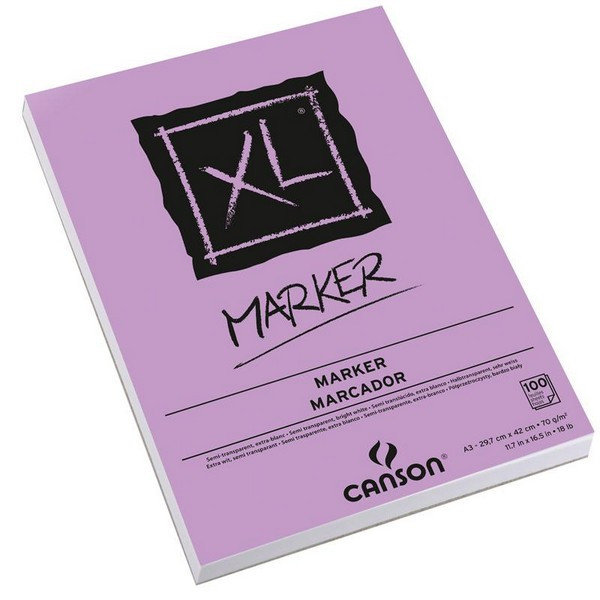 Альбом CANSON XL Marker для маркера. Белая гладкая бумага, 21х29.7см, 70г/м2, 100л, склейка по короткой стороне (CANSON 200297236)