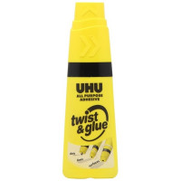 UHU 38580 Twist & Glue Клей Универсальный Твист Энд Глю прозрачный в бутылочке для аккуратного нанесения, 35 мл