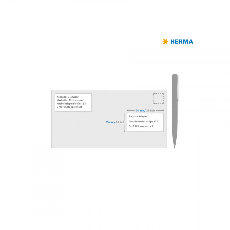 HERMA 4429 Этикетки самоклеющиеся Бумажные А4, 70.0 x 35.0, цвет: Белый, клей: перманентный, для печати на: струйных и лазерных аппаратах, в пачке: 100 листов/2400 этикеток