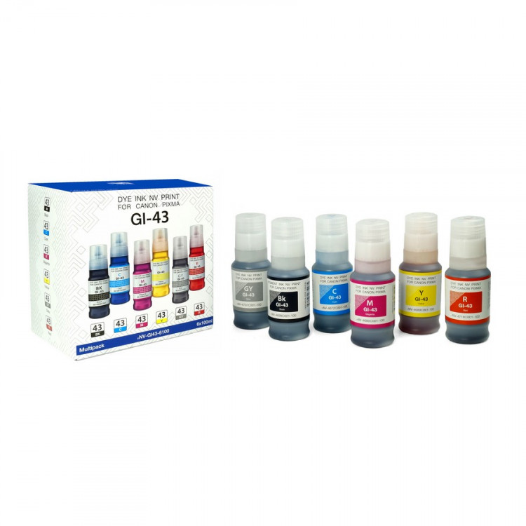 NV Print NVP-GI43-6100 Чернила GI-43 для принтеров Canon Pixma G540, G640, набор 6 цветов по 100 мл совместимые