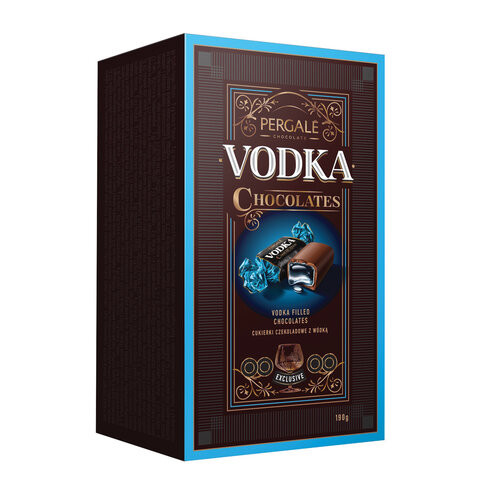 Конфеты шоколадные PERGALE "Pergale with vodka", с алкоголем, 190 г, картонная коробка, 10999