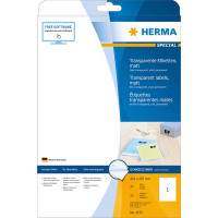 HERMA 4375 Этикетки самоклеющиеся Полиэстровые А4, 210.0 x 297.0, цвет: Прозрачный, клей: перманентный, для печати на: лазерных аппаратах, в пачке: 25 листов/25 этикеток