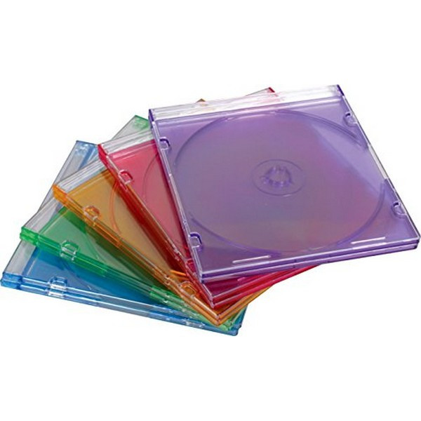 Футляр на 1 CD диск, слим (Slim Box), цветной, ассорти, 1 шт.