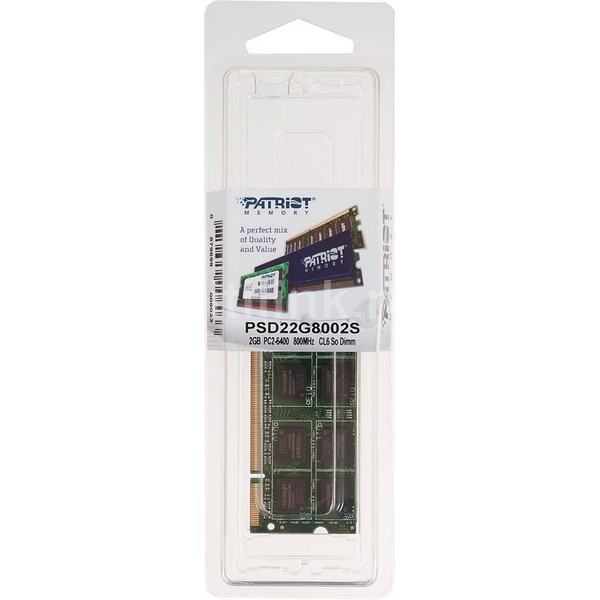 SO-DIMM DDR2 800 PC6400 2 Gb Patriot PSD22G8002S