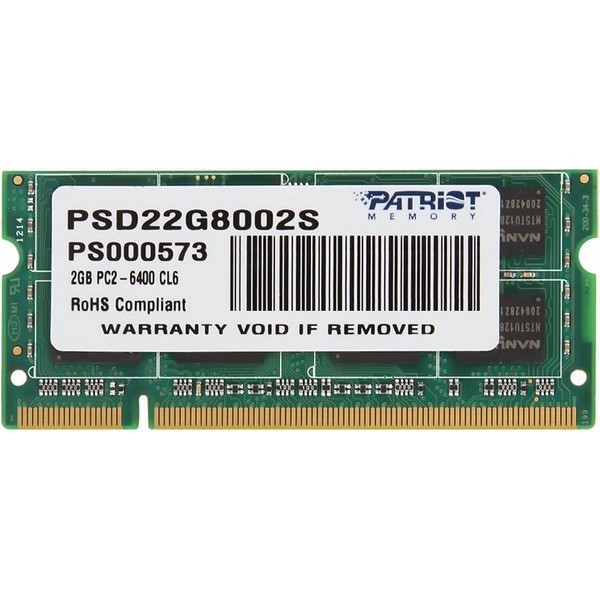 SO-DIMM DDR2 800 PC6400 2 Gb Patriot PSD22G8002S