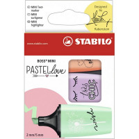 Набор Текстовыделителей Stabilo Boss Mini Pastellove 3  цвет./упак. (Мята+Лаванда+Персик) Блистер (STABILO 07/03-47)
