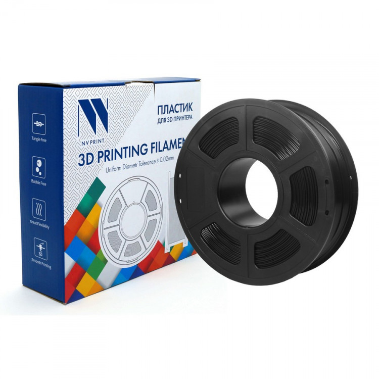 NV Print NVP-3D-PA-BLACK Филамент PA  /  Nylon Black (полиамид / нейлон) Черный для 3D печати диаметр 1.75мм   масса 1 кг