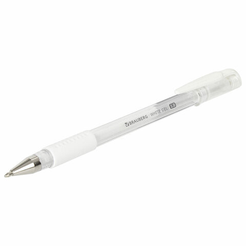 Ручка гелевая BRAUBERG White, 0.5 мм, с грипом, белая (BRAUBERG 143416)
