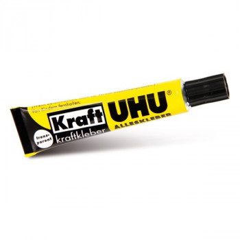 Клей универсальный UHU Kraft (Power) Transparent, прозрачный,   6 гр. (UHU 45083) Универсальный прозрачный клей UHU Kraft Transparent с высокой клеящей способностью позволяет надежно склеивать детали и получать очень прочные соединения как при одностороннем, так и при двустороннем (контактном) способе склеивания. UHU Kraft Transparent подходит в тех случаях, когда клеевой шов остается на виду, а также для склеивания прозрачных материалов. После высыхания эластичен, компенсирует натяжение материалов. Склеивает дерево, фанеру, шпон, кожу, резину, стекло, фарфор, металл, войлок, фетр, ткань, пробку, твердый и мягкий ПВХ и многие другие пластики, а также под водой. Не подходит для стиропора, полиэтилена и полипропилена.