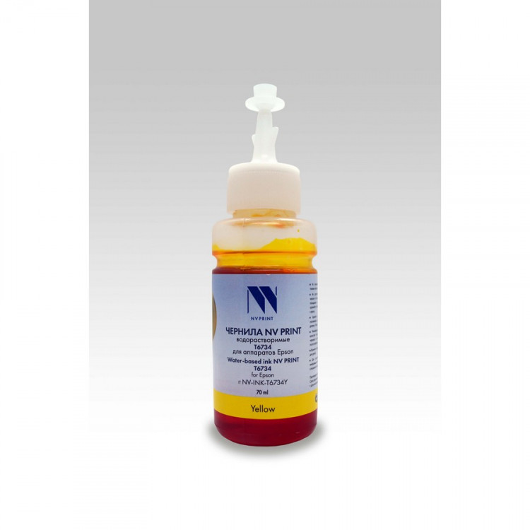 NV Print NVP-INK-T6734Y Чернила T6734 (C13T67344A) для Epson L800, L805, L810, L815, L850, L1800  (70 ml) Yellow совместимые
