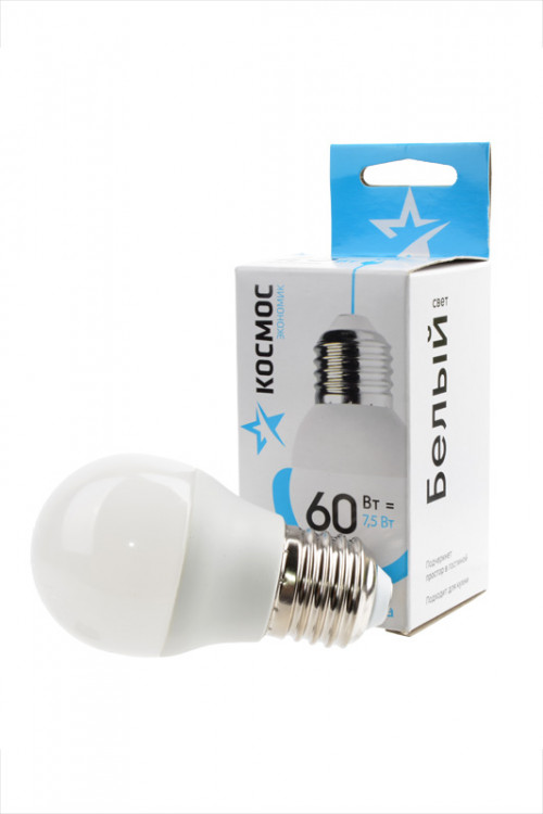 Лампа светодиодная КОСМОС ЭКОНОМИК/BASIC LED7.5wGL45E2745 7.5Вт E27 4500K BL1