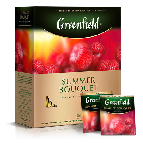 Чай GREENFIELD "Summer Bouquet" фруктовый, 100 пакетиков в конвертах по 2 г, 0878-09