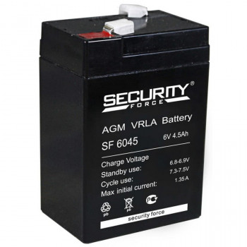 Energon Delta SF 6045 Аккумуляторная батарея Security Force (DELTA) SF 6045 (6В / 4,5Ач, Тип: AGM, Клемма: F1, ДхШхВ: 70х47х100мм (Полная высота: 107мм), срок службы: 3-5 лет, Гарантия: 1г, вес: 0,85кг) 