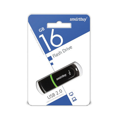 Флеш-диск 16 GB, SMARTBUY Paean, USB 2.0, черный, SB16GBPN-K