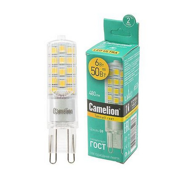 Лампа светодиодная Camelion LED6-G9-NF/830/G9 6Вт 3000К BL1