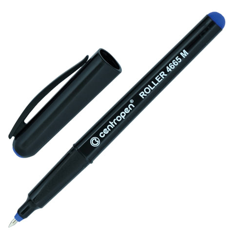 Ручка-роллер СИНЯЯ CENTROPEN, трехгранная, корпус черный, узел 0,7 мм, линия письма 0,6 мм, 4665, 3 4665 0106