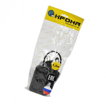Сетевой удлинитель КРОНА РС-2 (У10-01) 1.5м (ПВС 2Х0.75) черный BL1 Тип: Rp+2Rs/AH-6А-1.5Цена: за 1 шт.