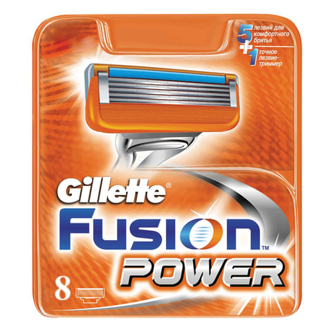 Сменные кассеты для бритья 8 шт., GILLETTE (Жиллет) "Fusion Power", для мужчин, GIL-81372247