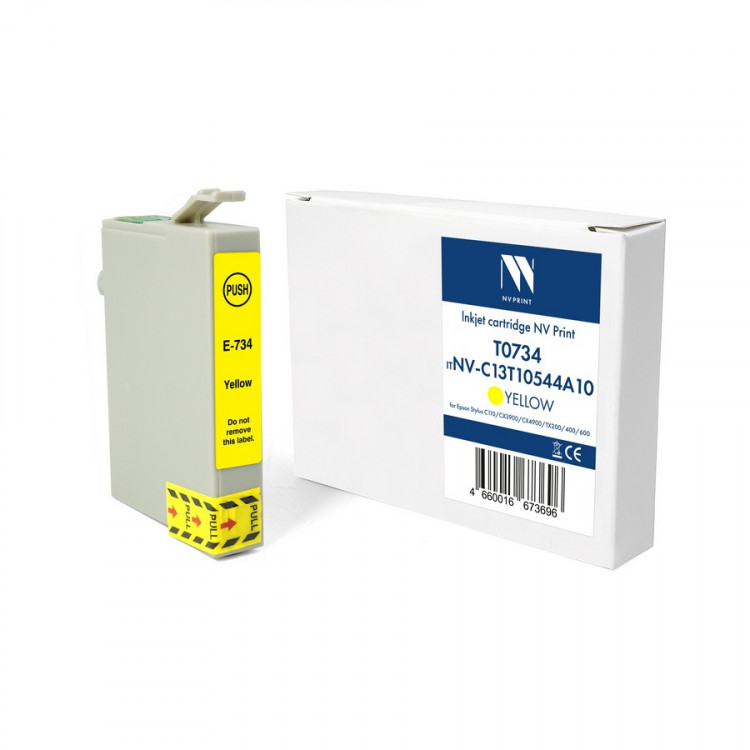 NV Print NVP-C13T10544A10 Струйный картридж T0734 (NV-C13T10544A10) Yellow для Epson Stylus C110 / СХ3900 / CX4900 / TX200 / 400 / 600 (13.5 мл) совместимый