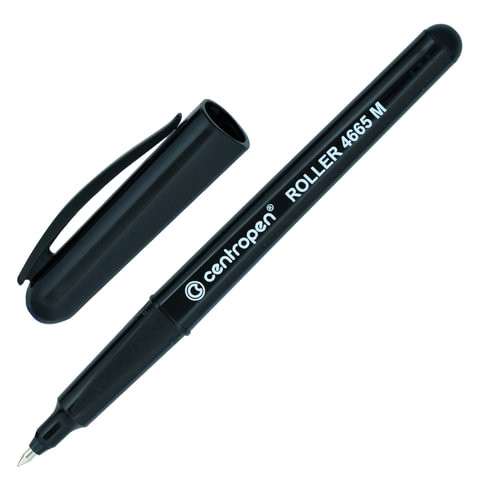 Ручка-роллер ЧЕРНАЯ CENTROPEN, трехгранная, корпус черный, узел 0,7 мм, линия письма 0,6 мм, 4665, 3 4665 0112