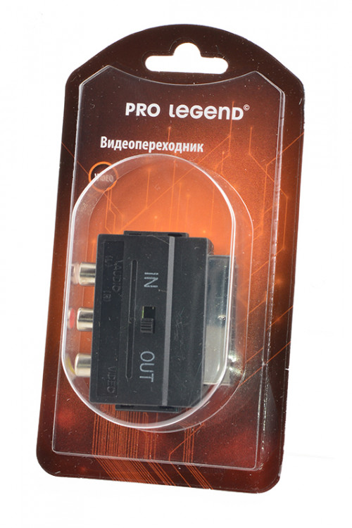 Переходник Pro Legend PL1129 SCART вилка - 3RCA розетка с переключателем BL1