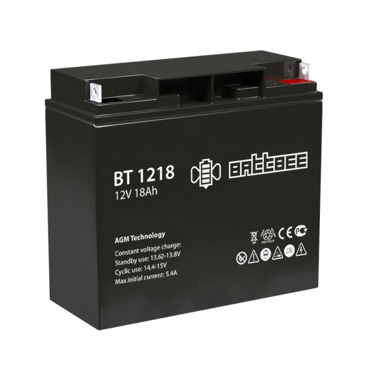 Energon Delta BT 1218 Аккумуляторная батарея BATTBEE (DELTA) BT 1218 (12В / 18Ач, Тип: AGM, Клемма: Болт + гайка Ø 5,5 мм, ДхШхВ: 181х77х167мм (Полная высота: 167мм), срок службы: 3 лет, Гарантия: 1г)
