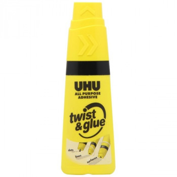 Клей универсальный UHU Twist &amp; Glue прозрачный, в бутылочке для аккуратного нанесения, 35 мл (UHU 38580/43605)* Универсальный прозрачный клей UHU TWIST&GLUE. Уникальная головка-аппликатор позволяет наносить клей точками, линиями и широкими полосами. Склеивает металл, бумагу, дерево, текстиль, стекло, керамику, пробку, большинство пластиков, кожу. Не подходит для ремонта кожаной одежды, склеивания полиэтилена, полипропилена, тефлона, силикона, а также бумаги со специальной пропиткой (фото- , термобумага и т.п.).