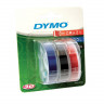 DYMO S0847750 Лента для механических принтеров DYMO, 9 мм х 3м, пластиковая ассортимент (черный, синий, красный), шрифт белый, 3 шт. в блистере