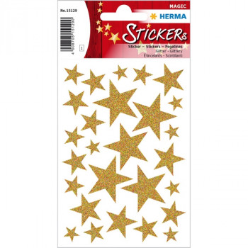 HERMA 15129 НАКЛЕЙКИ MAGIC Н/ГОД ЗВЁЗДЫ ЗОЛОТО НОВЫЕ HERMA Magic - объемная наклейка, имеющая самый широкий спектр тематики, изготовленный из разных материалов (от пробкового дерева до металла).