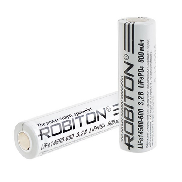 Аккумулятор ROBITON LiFe14500-600 600мАч без защиты PK1