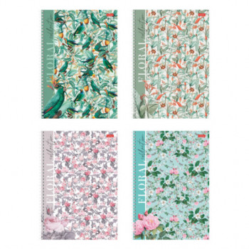 Тетрадь А4 80 л., HATBER, гребень, клетка, матовая ламинация, &quot;Floral collection&quot; (микс в спайке), 082972, 80Т4лВ1гр 