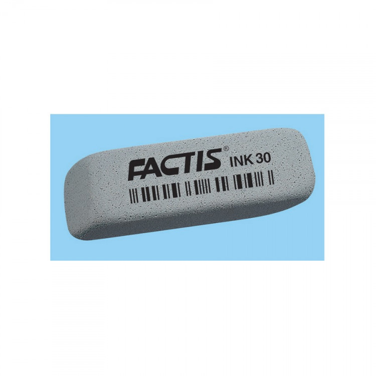 Ластик FACTIS INK 30 (Испания), 58х20х10 мм, серый, для чернил, скошенные края, абразивный каучук (FACTIS INK 30)