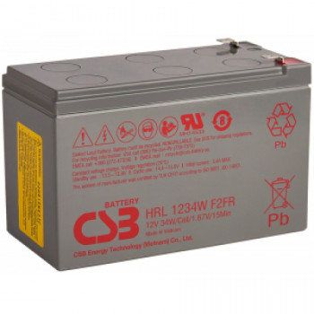 Аккумуляторная батарея CSB HRL1234W F2 FR (12В / 9Ач, 34Вт / Эл P(15мин) Клемма: F2, ДхШхВ: 151x65x99, срок службы:  10 - 12 лет, вес: 2,7кг) (CSB HRL1234W F2 FR) HRL1234W F2 FR; HRL1234W-F2-FR; УТ-00000128;