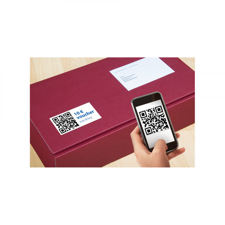 HERMA 9643 (для печати QR-кода) Этикетки самоклеющиеся Бумажные А4, 80.0 x 40.0, цвет: Белый, клей: перманентный, для печати на: струйных и лазерных аппаратах, в пачке: 25 листов/25 этикеток