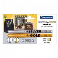 Набор маркеров перманентных Centropen Silver & Gold marker, 1,5-3 мм, серебряный и золотой, 1 уп. (Centropen 2690/02, 6 2690 0201)