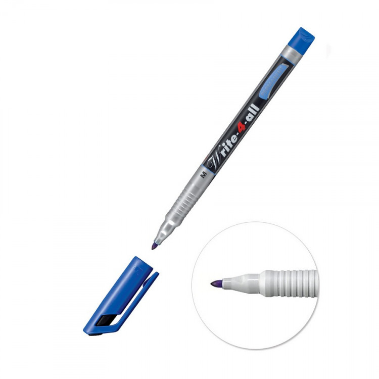Маркерная ручка нестираемая STABILO Write-4-All, M/1.0 мм., перманентная, синяя (STABILO 146/41)