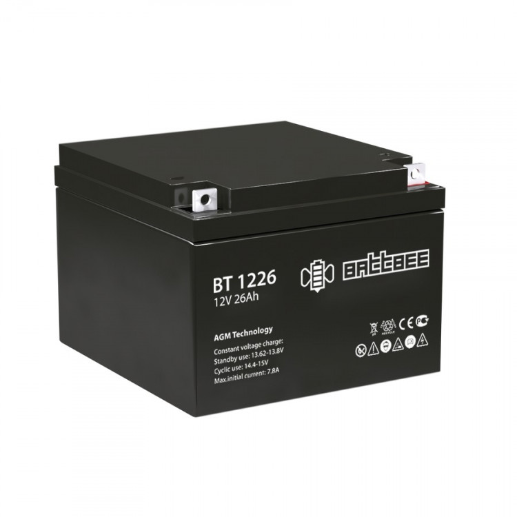 Energon Delta BT 1226 Аккумуляторная батарея BATTBEE (DELTA) BT 1226 (12В / 26Ач, Тип: AGM, Клемма: Болт + гайка Ø 5,5 мм, ДхШхВ: 166х175х125мм (Полная высота: 126мм), срок службы: 3 лет, Гарантия: 1г)