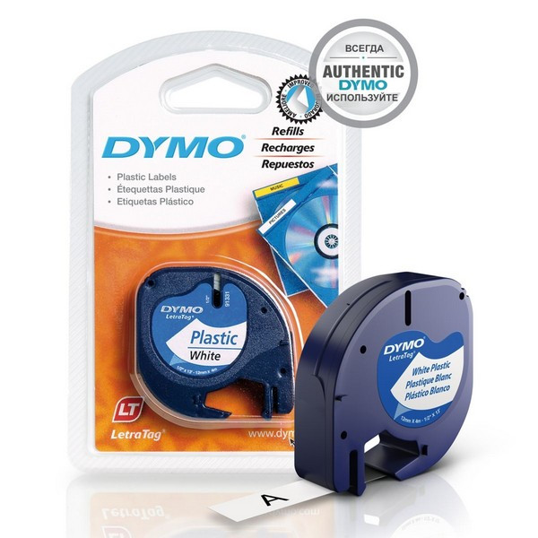 DYMO S0721610 Лента  DYMO для LT-100H 12мм х4 м, пластиковая, белая, шрифт черный,  1 шт в блистере