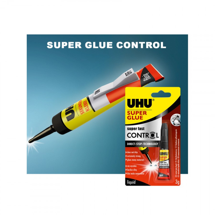 Клей секундный UHU Sekundenkleber Control (Super Glue), универсальный, моментального склеивания, 3 гр. (UHU 36015/40755)