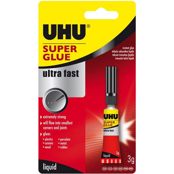 Клей секундный UHU Sekundenkleber Control (Super Glue), универсальный, моментального склеивания, 3 гр. (UHU 36015/40755)