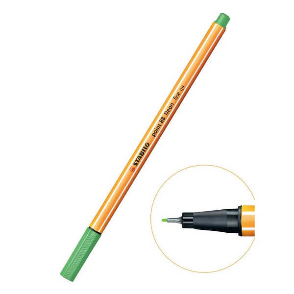 Ручка капиллярная Stabilo Point 88 0,4 мм, 88/033 неоновый зеленый (Stabilo 88/033)*