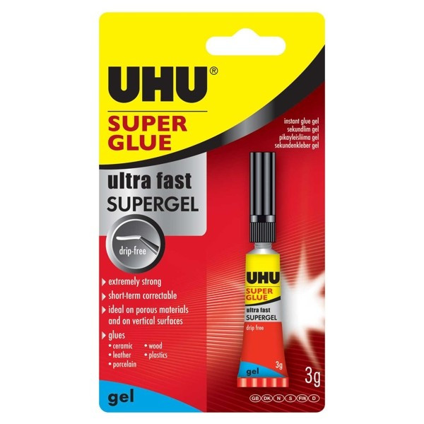 Клей-гель секундный UHU Sekundenkleber Gel (Super Glue Gel), универсальный, моментального склеивания, 3 мл. (UHU 40360)