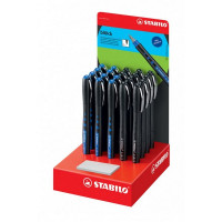 Ручка роллер Stabilo Bl@ck, 0,3 мм., черный корпус, Комплект 20 шт. в картонном дисплее (10 синих +  10 черных) (STABILO 1016/20-1) EOL