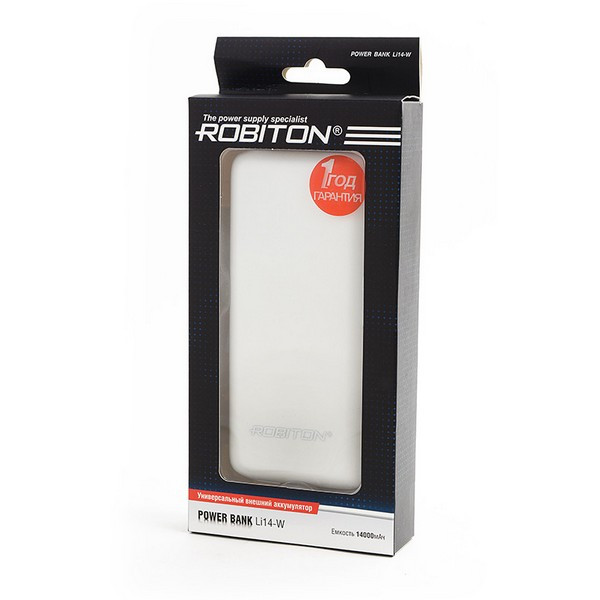 ROBITON POWER BANK Li14-W белый/серебристый BL1 Универсальный внешний аккумулятор