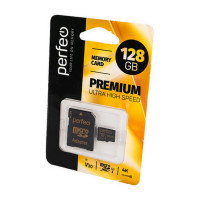 Носитель информации PERFEO microSDXC 128GB High-Capacity (Class 10) UHS-3 V30 с адаптером BL1
