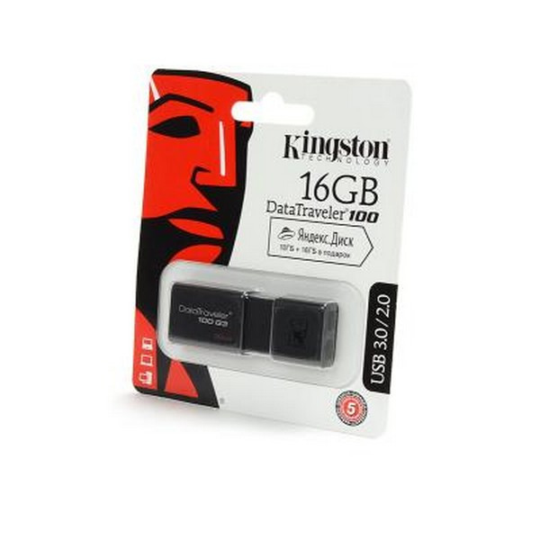 KINGSTON USB 3.0/2.0 16GB DataTraveler 100 G3 черный BL1 Носитель информации