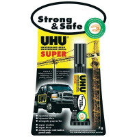 UHU 46960/38570 Super Strong & Safe Клей Стронг Энд Сейф, 7 гр., Эксклюзивный продукт: гель, без запаха, без растворителей, с возможностью коррекции, блистер*
