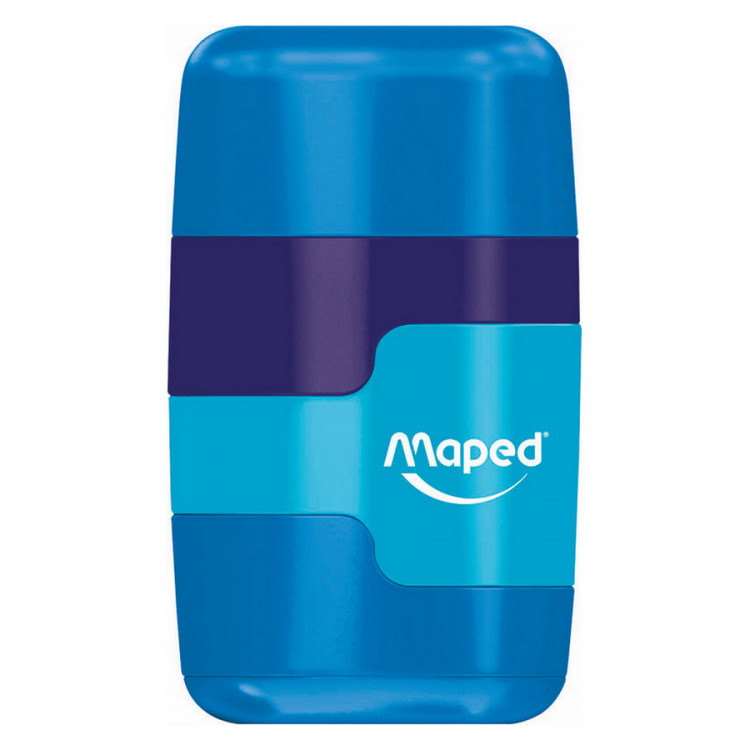 Точилка Maped Connect Soft Touch 2 в 1, 2 отверстия, с контейнером, ластик, цвет ассорти (MAPED 049221)